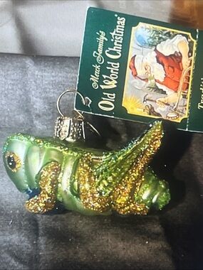 Old world Christmas Green Glitter Grasshopper Ornament -